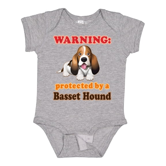 Inktastic Protected by a Basset Hound Funny Dog Boys or Girls Baby Bodysuit