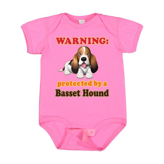 Inktastic Protected by a Basset Hound Funny Dog Boys or Girls Baby Bodysuit