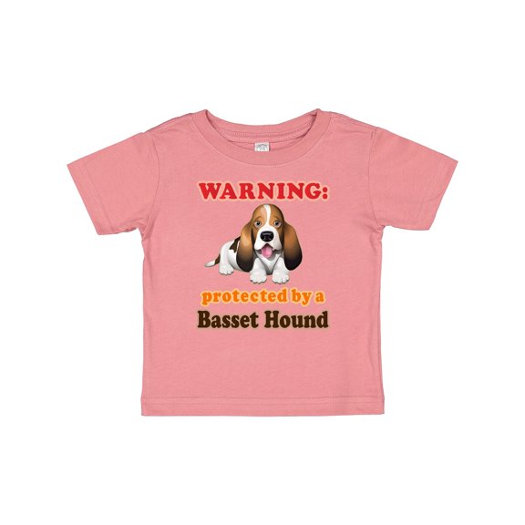 Inktastic Protected by a Basset Hound Funny Dog Boys or Girls Baby T-Shirt