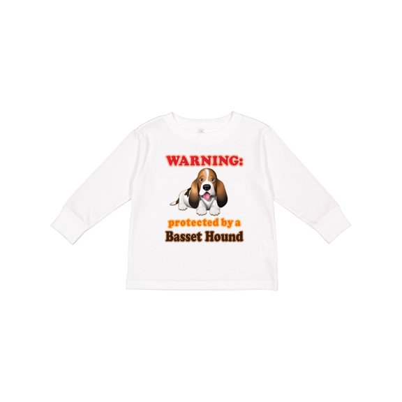 Inktastic Protected by a Basset Hound Funny Dog Boys or Girls Long Sleeve Toddler T-Shirt