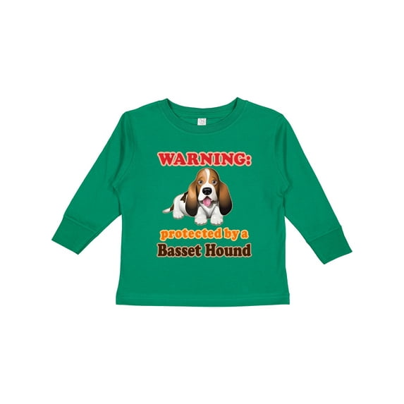 Inktastic Protected by a Basset Hound Funny Dog Boys or Girls Long Sleeve Toddler T-Shirt