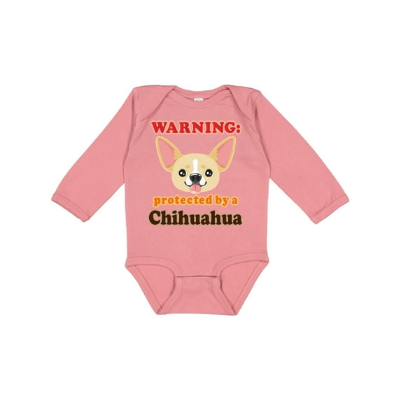 Inktastic Protected by a Chihuahua Boys or Girls Long Sleeve Baby Bodysuit