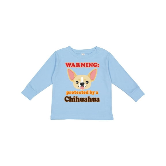 Inktastic Protected by a Chihuahua Boys or Girls Long Sleeve Toddler T-Shirt