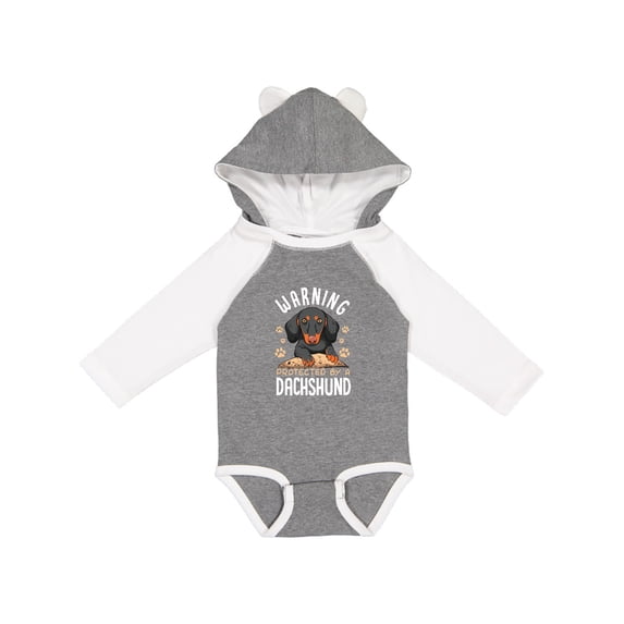 Inktastic Protected by a Dachshund Dog Boys or Girls Long Sleeve Baby Bodysuit