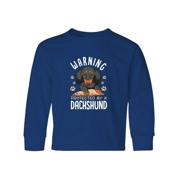 Inktastic Protected by a Dachshund Dog Long Sleeve Youth T-Shirt