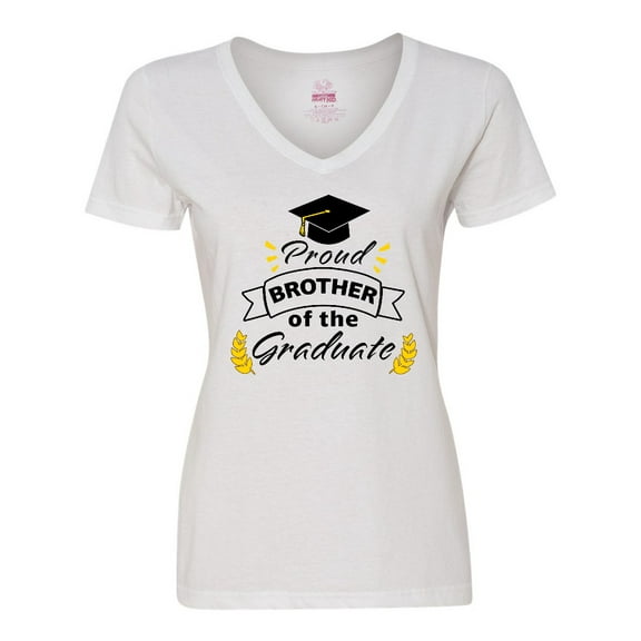 Inktastic Proud Brother Of The Graduate-Family Graduation Women's V-Neck T-Shirt