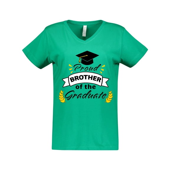 Inktastic Proud Brother Of The Graduate-Family Graduation Women's V-Neck T-Shirt