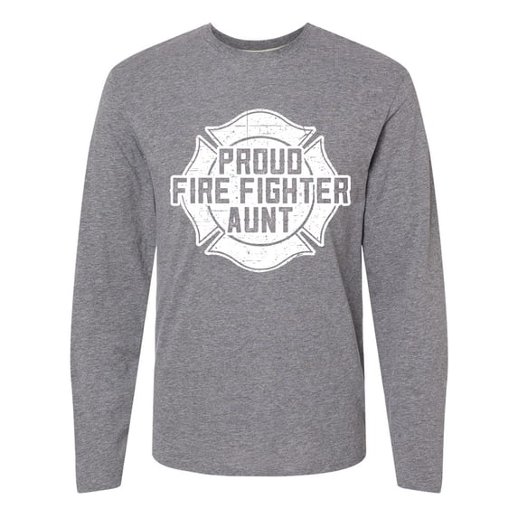 Inktastic Proud Firefighter Aunt WHT Long Sleeve T-Shirt