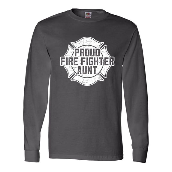 Inktastic Proud Firefighter Aunt WHT Long Sleeve T-Shirt