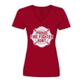 thumbnail image 1 of Inktastic Proud Firefighter Aunt WHT Women's V-Neck T-Shirt, 1 of 5