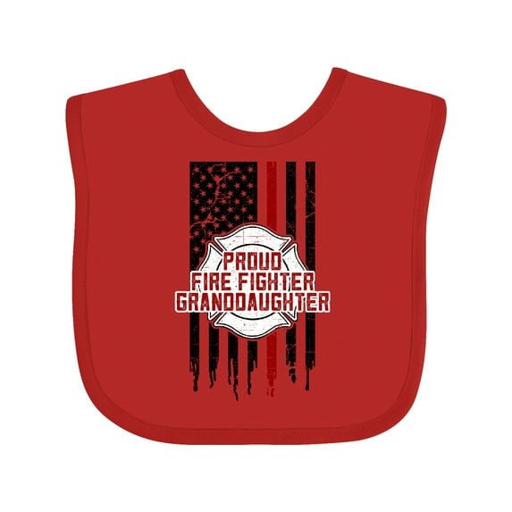 Inktastic Proud Firefighter Granddaughter Girls Baby Bib