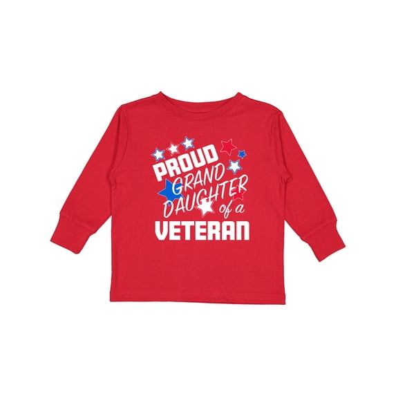 Inktastic Proud Granddaughter of a Veteran- Veterans Day Girls Long Sleeve Toddler T-Shirt