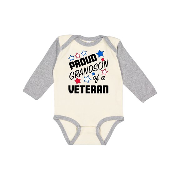 Inktastic Proud Grandson of a Veteran Veterans Day Boys Long Sleeve Baby Bodysuit