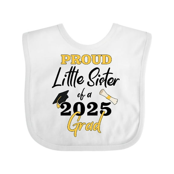 Inktastic Proud Little Sister of a 2025 Grad Girls Baby Bib