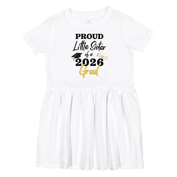 Inktastic Proud Little Sister of a 2026 Grad Girls Toddler Dress