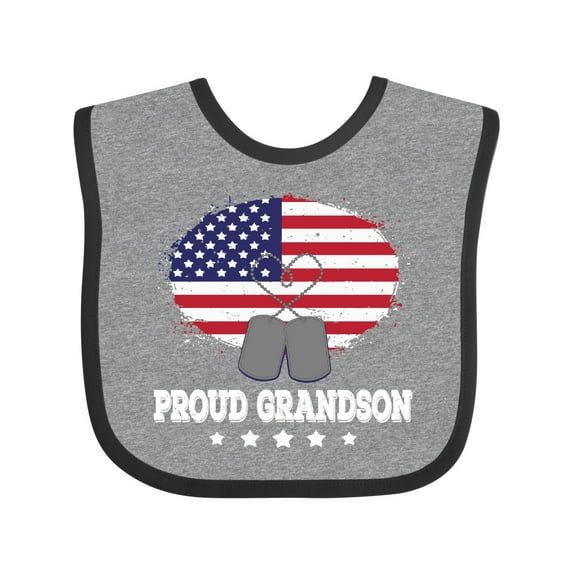 Inktastic Proud Military Grandson Us Flag Boys Baby Bib