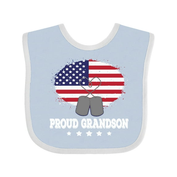 Inktastic Proud Military Grandson Us Flag Boys Baby Bib