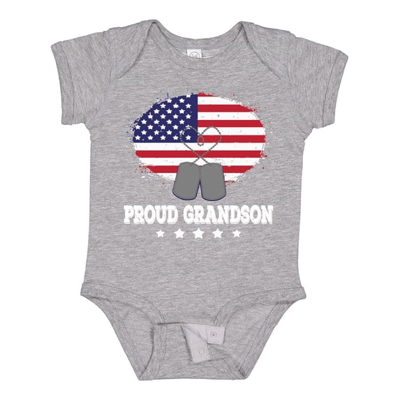 Inktastic Proud Military Grandson Us Flag Boys Baby Bodysuit