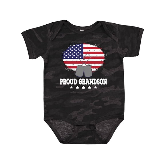 Inktastic Proud Military Grandson Us Flag Boys Baby Bodysuit
