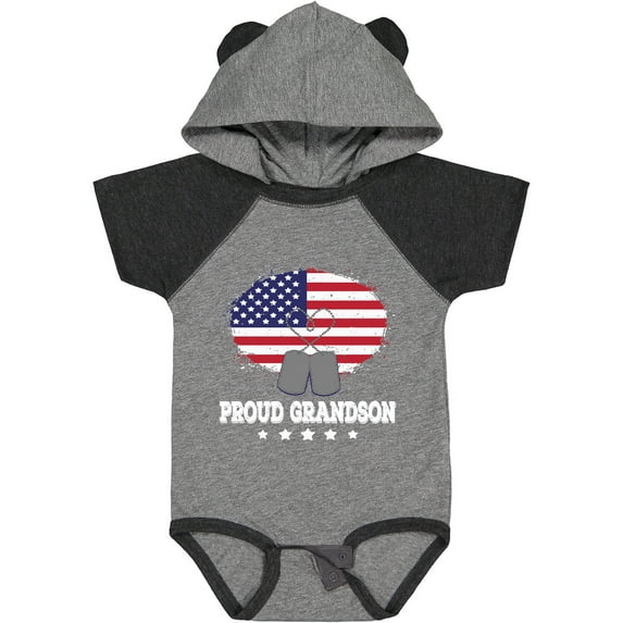Inktastic Proud Military Grandson Us Flag Boys Baby Bodysuit