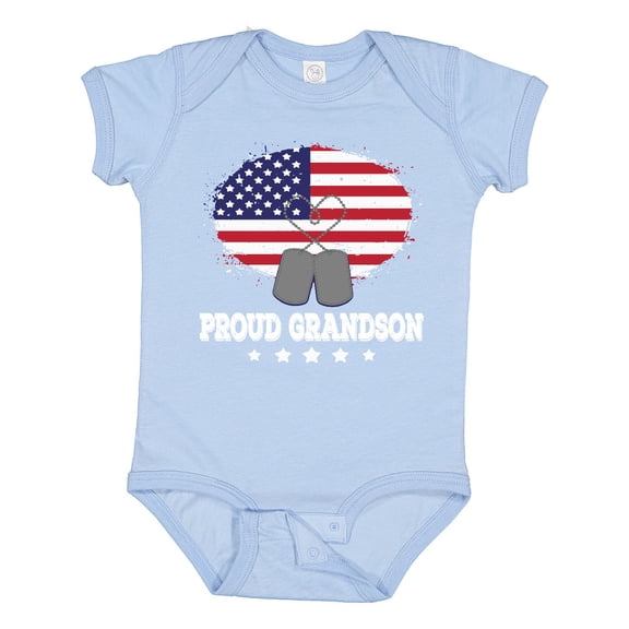 Inktastic Proud Military Grandson Us Flag Boys Baby Bodysuit