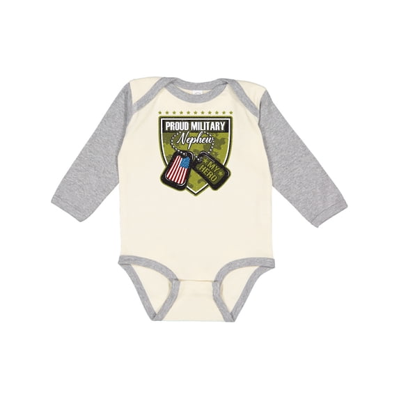 Inktastic Proud Military Nephew Boys Long Sleeve Baby Bodysuit