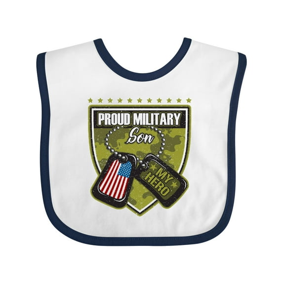 Inktastic Proud Military Son Boys Camo Flag Boys Baby Bib