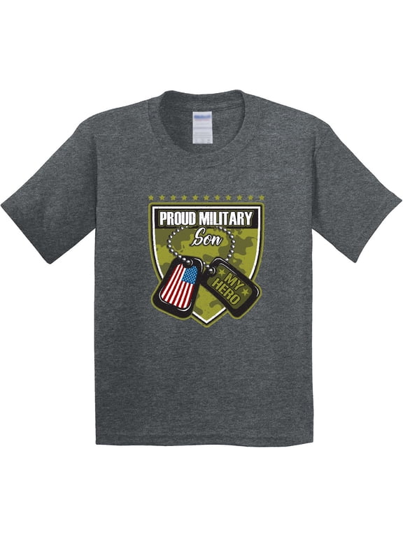 Proud Military Son Boys Camo Flag Youth T-Shirt