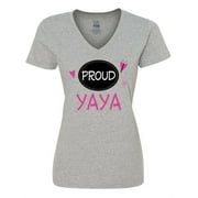 Inktastic Proud Yaya Grandmother Women's V-Neck T-Shirt