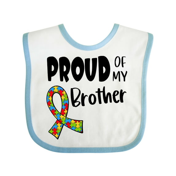 Inktastic Proud of My Brother Autism Awareness Puzzle Piece Ribbon Boys or Girls Baby Bib