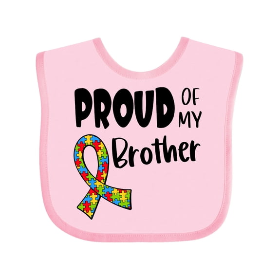 Inktastic Proud of My Brother Autism Awareness Puzzle Piece Ribbon Boys or Girls Baby Bib