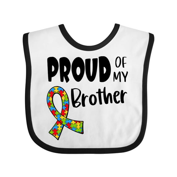 Inktastic Proud of My Brother Autism Awareness Puzzle Piece Ribbon Boys or Girls Baby Bib