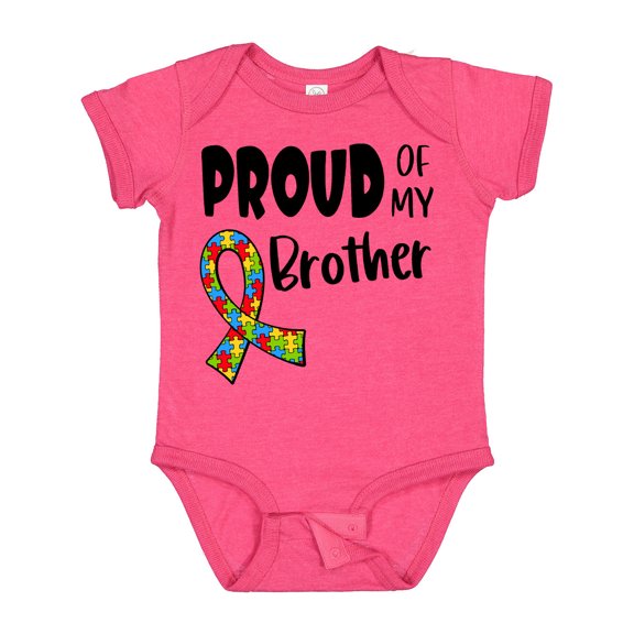 Inktastic Proud of My Brother Autism Awareness Puzzle Piece Ribbon Boys or Girls Baby Bodysuit