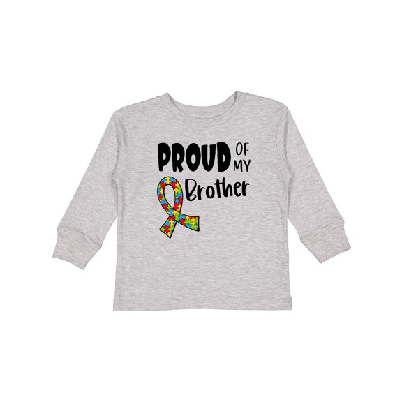 Inktastic Proud of My Brother Autism Awareness Puzzle Piece Ribbon Boys or Girls Long Sleeve Toddler T-Shirt