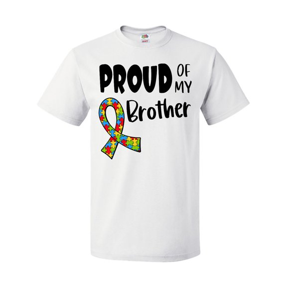 Inktastic Proud of My Brother Autism Awareness Puzzle Piece Ribbon T-Shirt