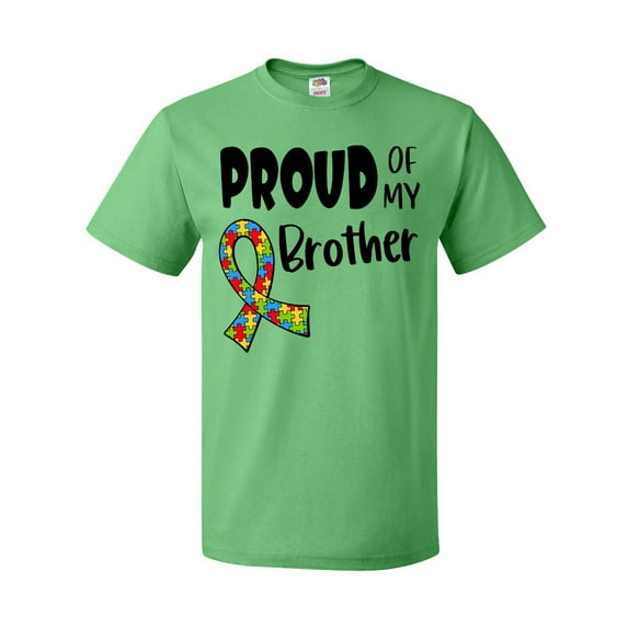 Inktastic Proud of My Brother Autism Awareness Puzzle Piece Ribbon T-Shirt