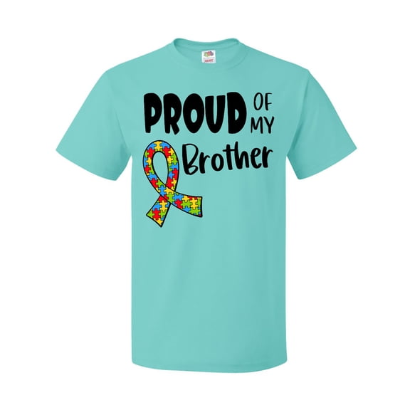 Inktastic Proud of My Brother Autism Awareness Puzzle Piece Ribbon T-Shirt