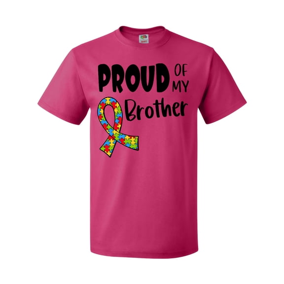 Inktastic Proud of My Brother Autism Awareness Puzzle Piece Ribbon T-Shirt