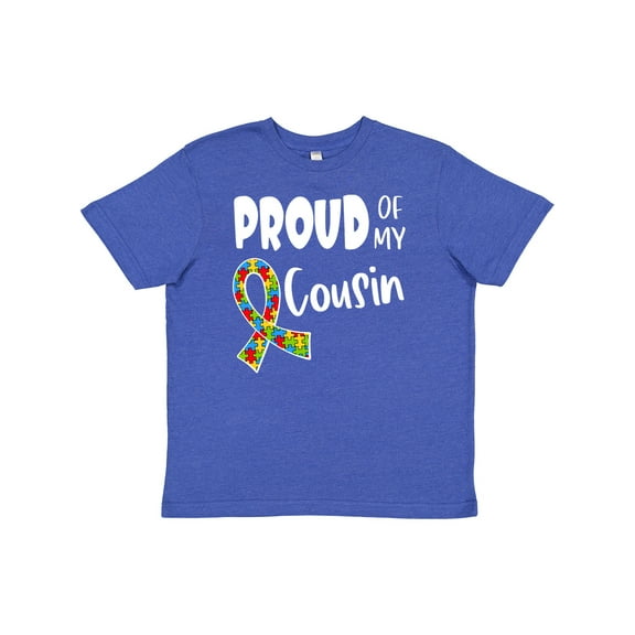Inktastic Proud of My Cousin Autism Awareness Puzzle Piece Ribbon Youth T-Shirt