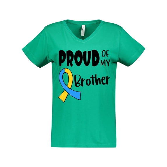 Inktastic Proud of my Brother Down Syndrome Awareness Women's V-Neck T-Shirt