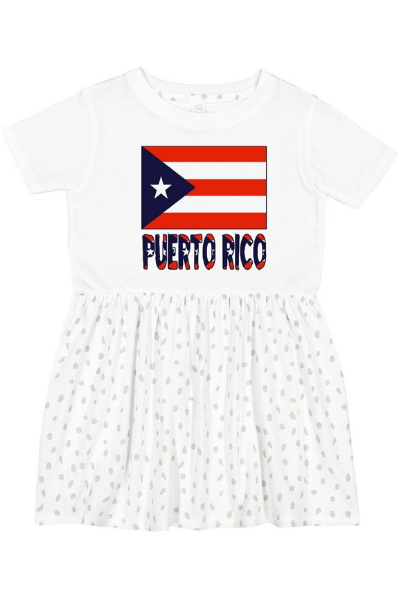 Puerto Rico Flag & Name Girls Toddler Dress