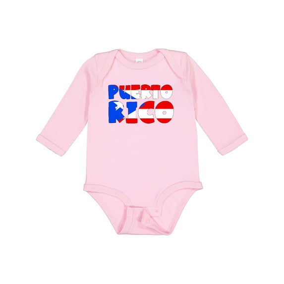 Inktastic Puerto Rico Flag in Text Boys or Girls Long Sleeve Baby Bodysuit