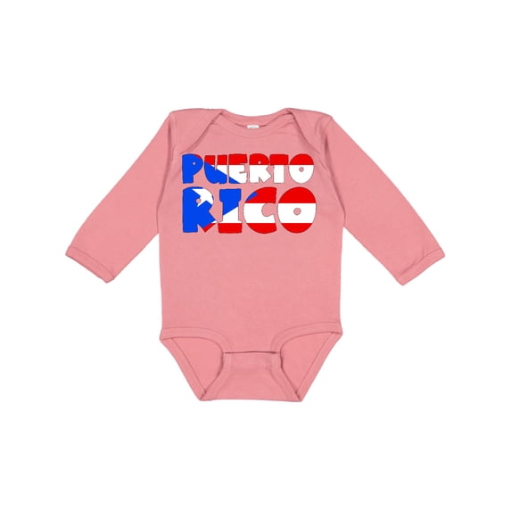 Inktastic Puerto Rico Flag in Text Boys or Girls Long Sleeve Baby Bodysuit