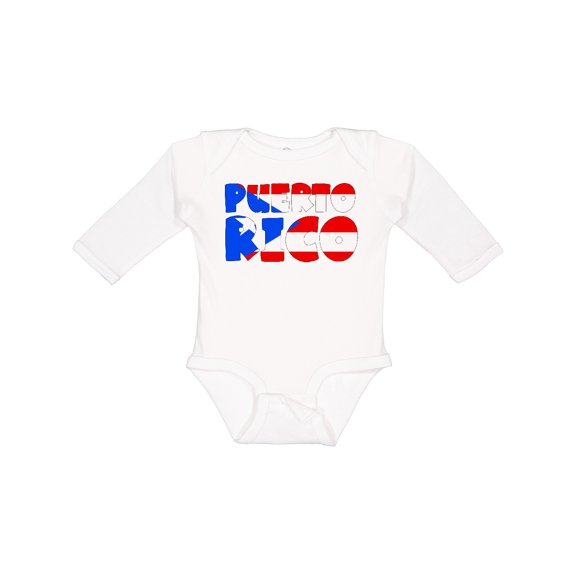 Inktastic Puerto Rico Flag in Text Boys or Girls Long Sleeve Baby Bodysuit