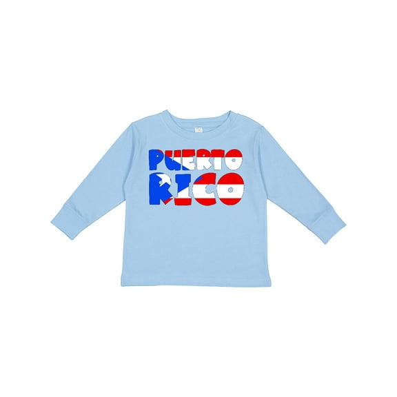 Inktastic Puerto Rico Flag in Text Boys or Girls Long Sleeve Toddler T-Shirt
