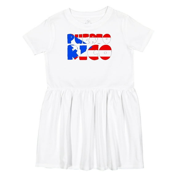Inktastic Puerto Rico Flag in Text Girls Toddler Dress