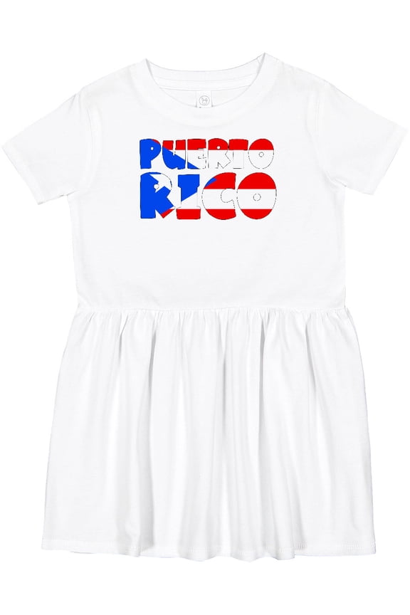 Puerto Rico Flag in Text Girls Toddler Dress