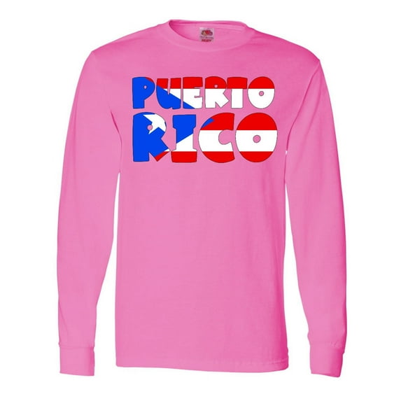 Inktastic Puerto Rico Flag in Text Long Sleeve T-Shirt