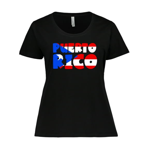 Inktastic Puerto Rico Flag in Text Women's Plus Size T-Shirt