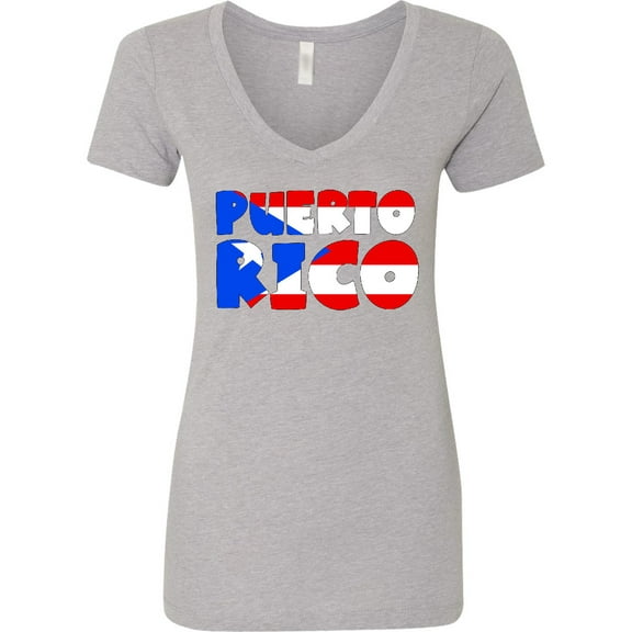Inktastic Puerto Rico Flag in Text Women's V-Neck T-Shirt